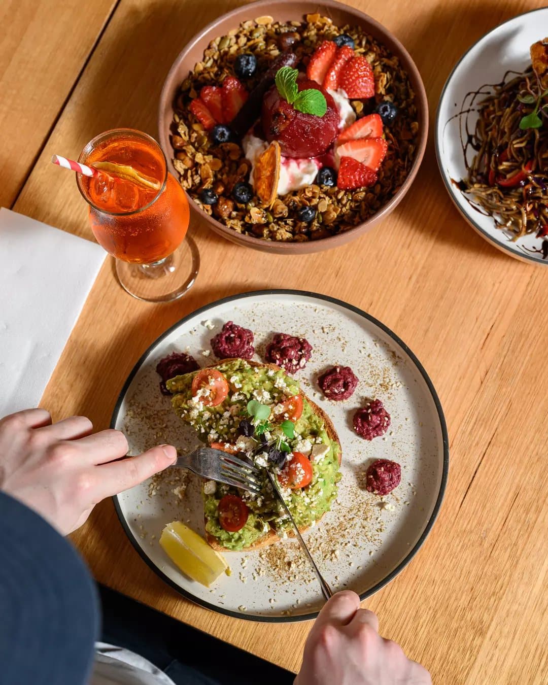 Granola and smashed avo from above